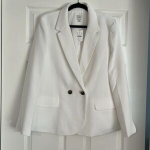 NWT J. Crew Factory White Linen-Blend Blazer